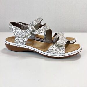 Rieker Regina White Strappy Sandal Size 40 Hook and Loop